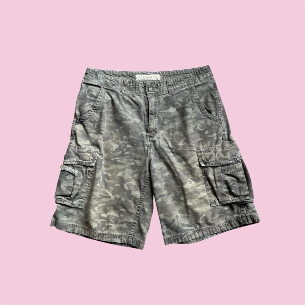 Cabela's Olive Camo Cargo Shorts Multi Pocket Y2K Streetwear Sz 36